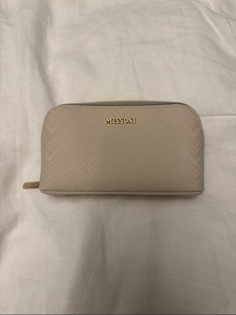 Missoni Cream Tan Delta One Cosmetics Case Makeup Bag Orange Iconic Zigzag
